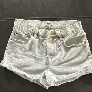 Forever 21 light denim 5 pocket distressed and cuffed jeans shorts -size 25